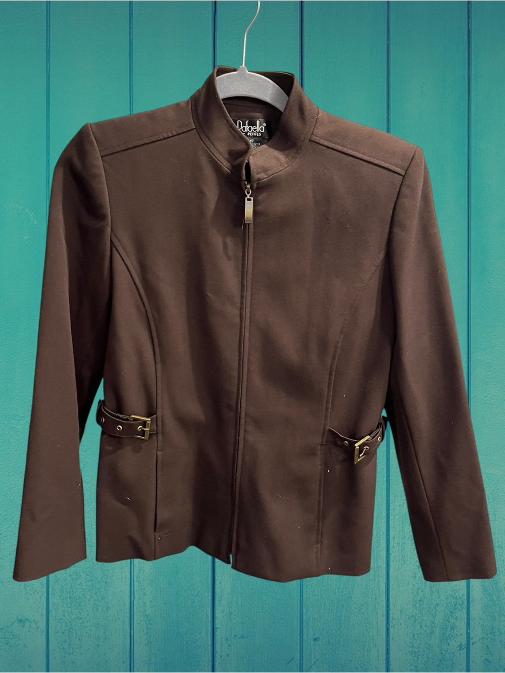 Rafaella Brown Zip-Front Stand Collar Jacket 6P  NWOT